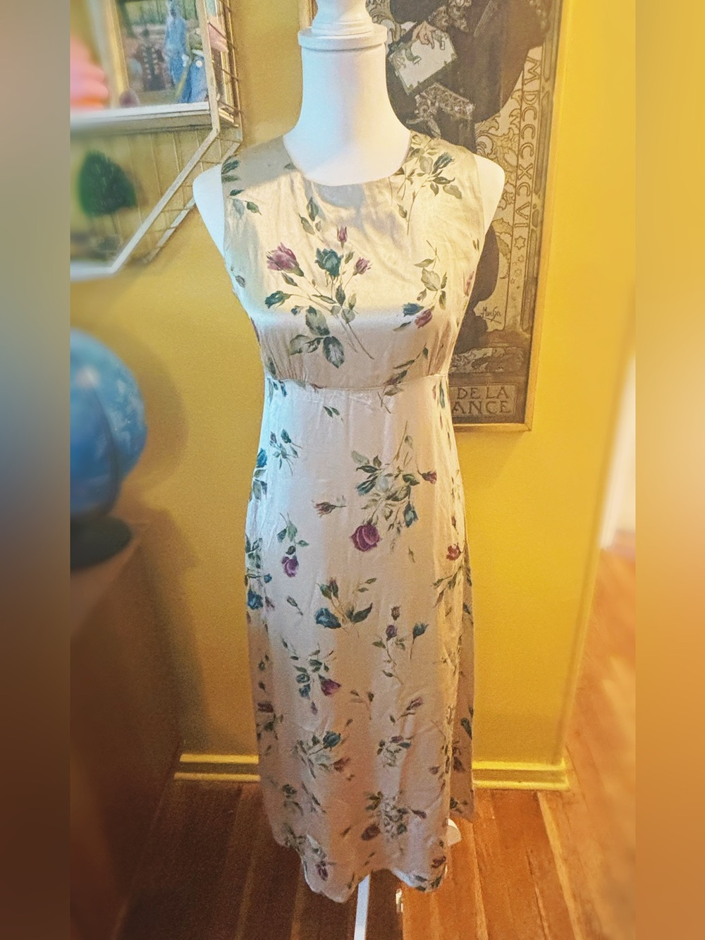Vintage 90s Floral Satin Maxi Dress